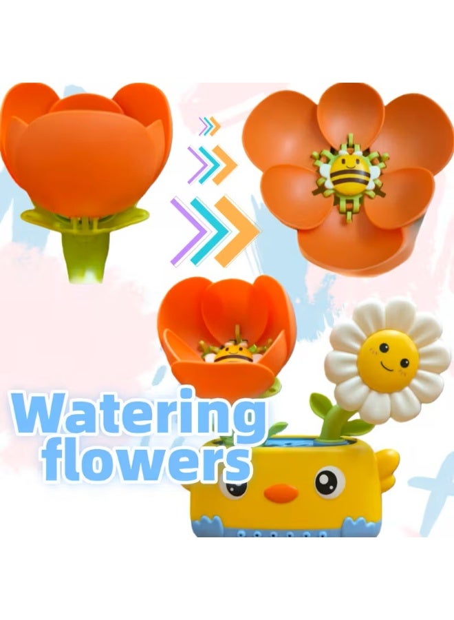 DB Innov. Bath Toy, Interactive Fun Bath Toy, Little Chick Flower and Bee Bath Toy with Spinning Flowers and Waterfall Spray, Suction Cup Bath Play Set for Toddlers - Image 5
