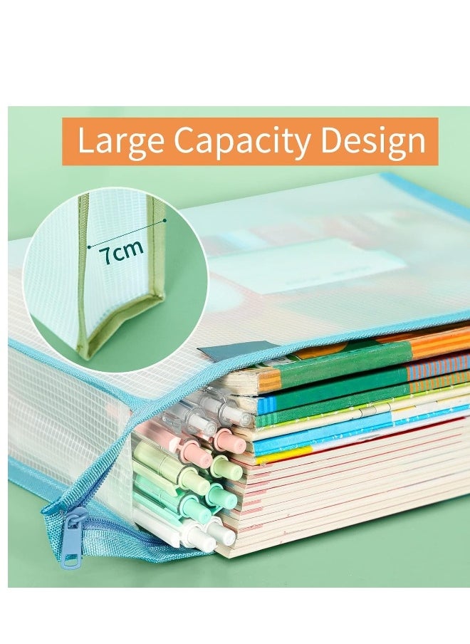 Generic - 4 Pack A4 Plastic File Folder, Hanging Folders, Envelopes Expanding Wallet Document with Zipper and Label Pocket Tabs, Pouch for Home Work, Office, School (4 Colors) - Image 1