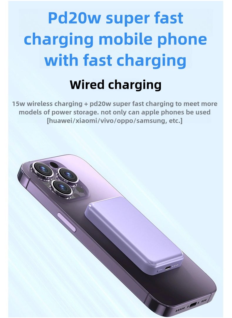 Magnetic power bank  fast charging PD20W wireless ultra-thin portable phone back clip mobile power bank