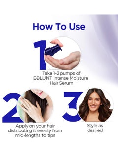 BBLUNT Intense Moisture Hair Serum with Vitamin E & Jojoba Oil* - 70 ml 30x Frizz Reduction for Upto 72 Hours* | 31x Smoother Hair in Just 1 Use*  - Image 5