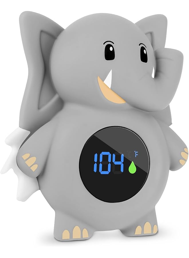 KASTWAVE Bpa Free Baby Bath Thermometer Digital Water & Room Thermometer Toy With Led Display Temperature Warning Safe For Newborns Elephant Design Baby Safety Essentials - Image 1