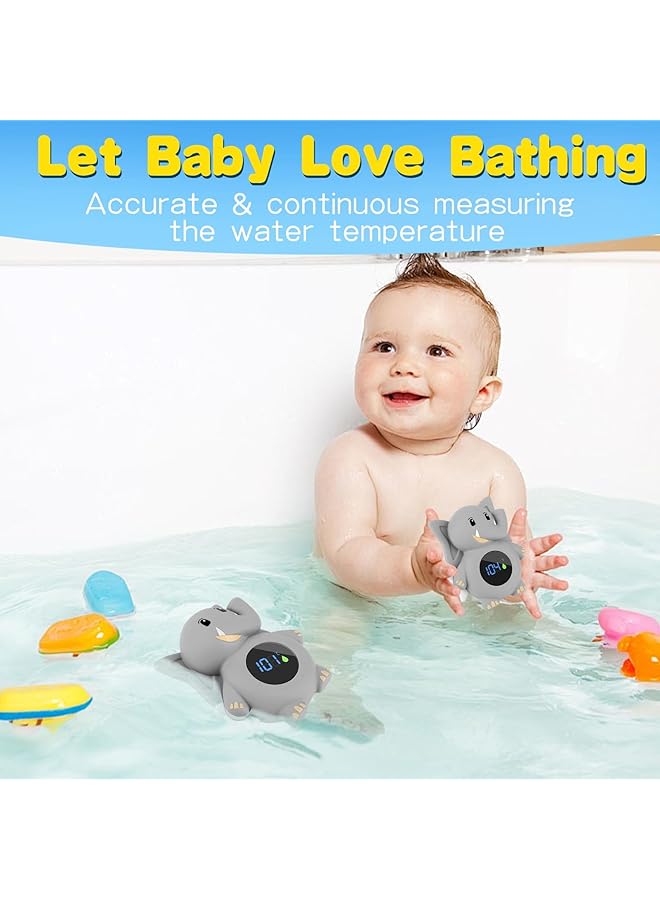 KASTWAVE Bpa Free Baby Bath Thermometer Digital Water & Room Thermometer Toy With Led Display Temperature Warning Safe For Newborns Elephant Design Baby Safety Essentials - Image 4