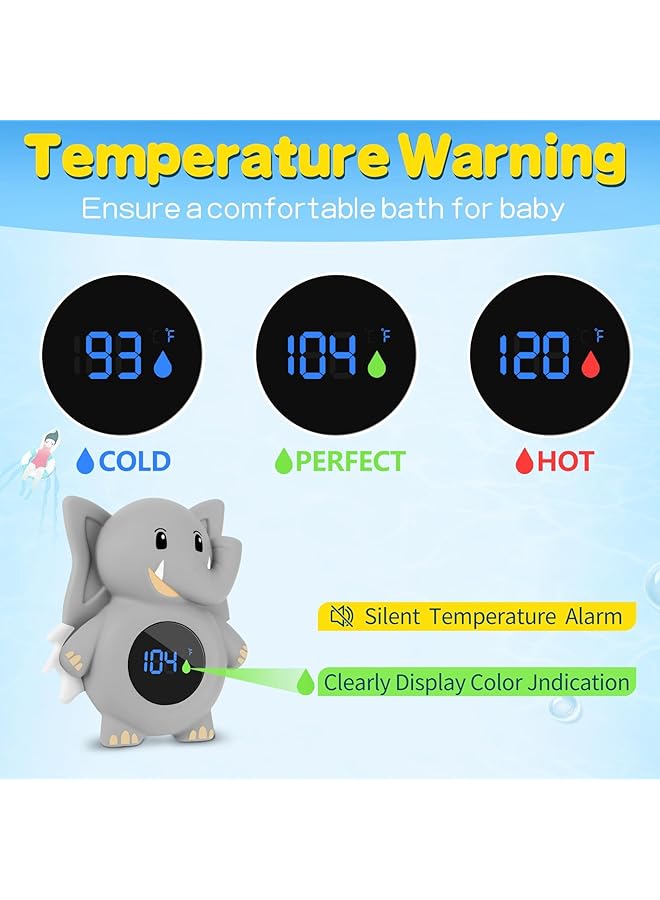 KASTWAVE Bpa Free Baby Bath Thermometer Digital Water & Room Thermometer Toy With Led Display Temperature Warning Safe For Newborns Elephant Design Baby Safety Essentials - Image 2