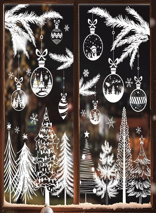 وولاين مجموعة ملصقات نوافذ عيد الميلاد من والين، 9 أوراق، ملصقات نوافذ بيضاء على شكل شجرة عيد الميلاد، ندفة ثلج، كرة زينة، قابلة لإعادة الاستخدام، مضادة للصدمات، ديكور نوافذ لفصل الشتاء، لوازم حفلات منزلية - Image 2