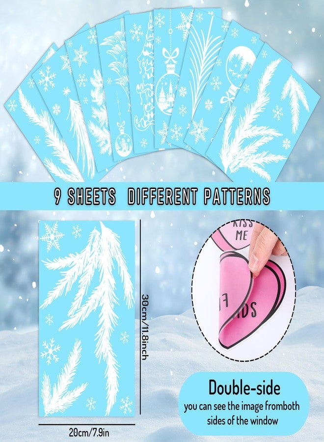 وولاين مجموعة ملصقات نوافذ عيد الميلاد من والين، 9 أوراق، ملصقات نوافذ بيضاء على شكل شجرة عيد الميلاد، ندفة ثلج، كرة زينة، قابلة لإعادة الاستخدام، مضادة للصدمات، ديكور نوافذ لفصل الشتاء، لوازم حفلات منزلية - Image 3