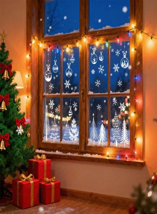 وولاين مجموعة ملصقات نوافذ عيد الميلاد من والين، 9 أوراق، ملصقات نوافذ بيضاء على شكل شجرة عيد الميلاد، ندفة ثلج، كرة زينة، قابلة لإعادة الاستخدام، مضادة للصدمات، ديكور نوافذ لفصل الشتاء، لوازم حفلات منزلية - Image 4