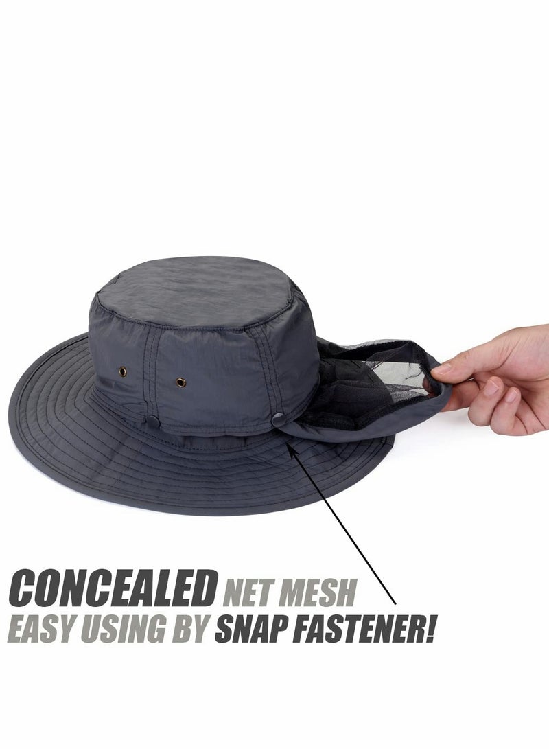 Safari Hat with Removable Mesh Netting, 50+ UPF Sun Protection Headwear for Outdoor Adventures - Image 4