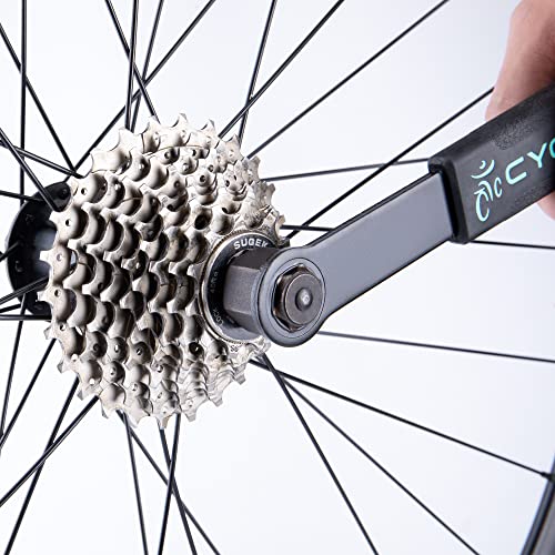 cyclists أطقم أدوات إزالة الكاسيت للدراجين - أداة سحب السلسلة وأداة حلقة القفل لكاسيت شيمانو HG/إزالة العجلات الحرة للدراجات الجبلية والطرق 7 8 9 10 11 سرعة (أسود) - Image 4