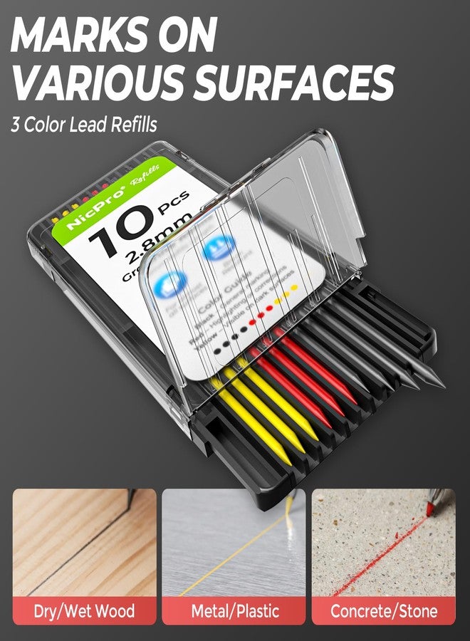 Nicpro 7-in-1 CP5000 Magnetic Carpenter Pencils with Sharpener, Construction Mechanical Pencil+10 Refill, Deep Hole Marker for Construction, Woodworking Pencil, Carpenter Tools for Marking - Image 5