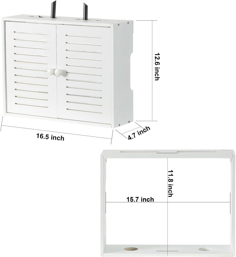Hooyage Wifi Storage Box Wall Mount Router Shelf Wooden Wifi Router Box Hider Wall Mount Router Storage Box for Modem Cable - Image 2