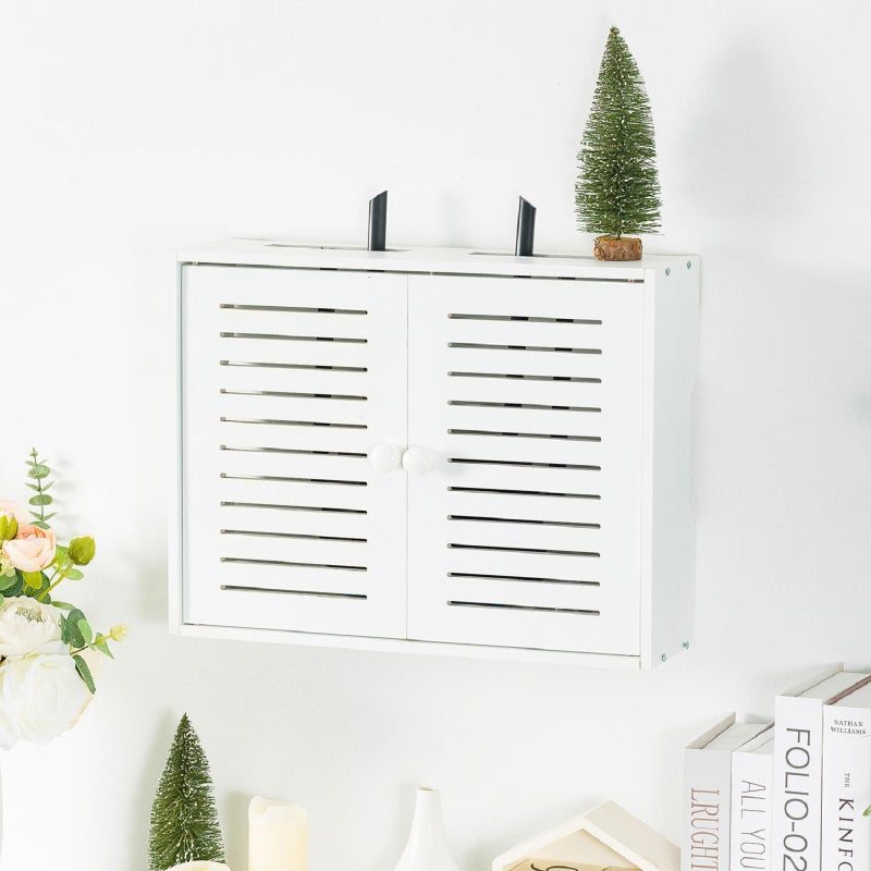Hooyage Wifi Storage Box Wall Mount Router Shelf Wooden Wifi Router Box Hider Wall Mount Router Storage Box for Modem Cable - Image 1