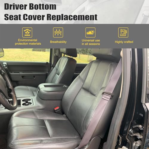 Priprilod Driver or Passenger Side Bottom Replacement Microfiber Leather Seat Cover Black Compatible with Chevy Avalanche Silverado Suburban Tahoe GMC Sierra Yukon 2007 2008 2009 2010 2012 2013 2014 - Image 4