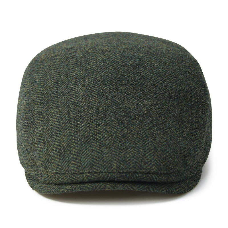 FEINION Men Wool Blend Flat Cap Tweed Newsboy Ivy Hat (Herringbone Green) - Image 3