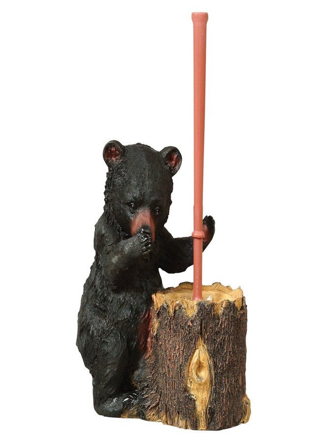 BLACK FOREST DECOR Black Bear Toilet Brush, Polyresin, Includes Plastic Brush, 9" W x 6" D x 15 3/4" H - Image 1