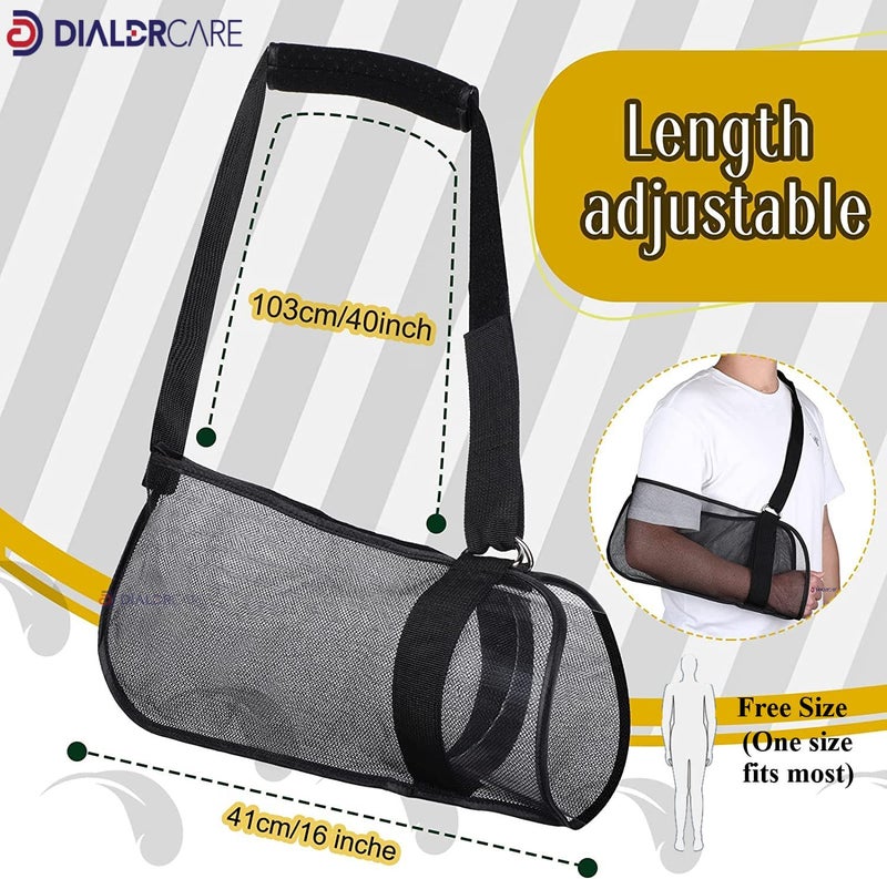 DIALDRCARE حمالة ذراع للنساء والرجال والمراهقين، حزام كتف قابل للتعديل لإصابات المعصم والمرفق والكتف (حامل الذراع 3) - Image 2