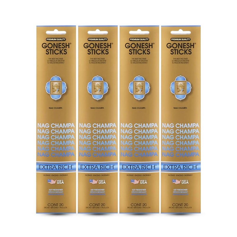 Gonesh  Extra Rich Scented Incense Sticks  NonToxic 10 Slow Burn Aromatic Sticks  Nag Champa  80 Pack