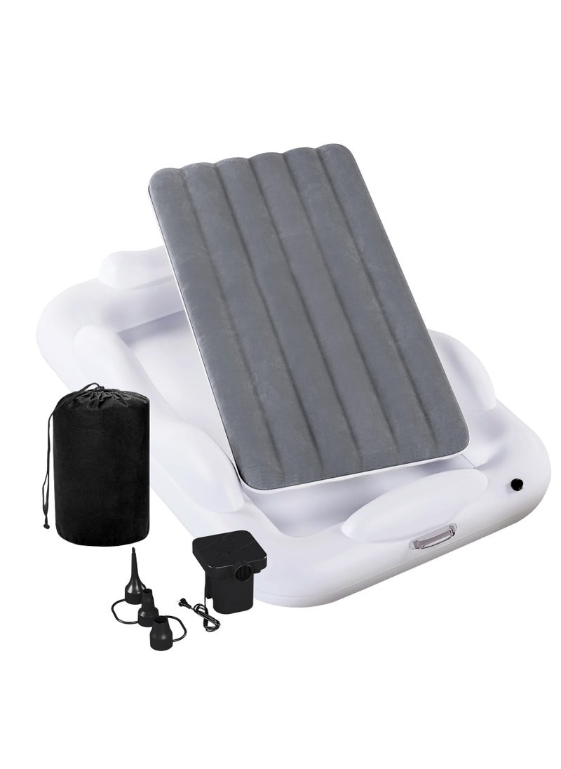 XiuWoo Inflatable Toddler Travel Beds, Kids Air Mattress with 4 Sides Safety Bumper and Fast Speed Pump, Portable Toddler Beds for Kids Ideal for Home, Camping and Vacation, white Gray  - Image 2
