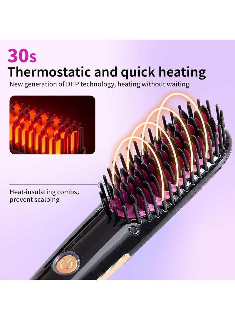 general Mini Hair Straightening Brush Comb with PTC Heating Technology Thermal Beard Comb Brush Electric Hot Straightening Comb - Image 3