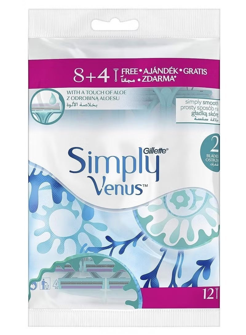 جيليت سيمبلي فينوس 2 شفرات للاستخدام مرة واحدة 8+4 - Image 1