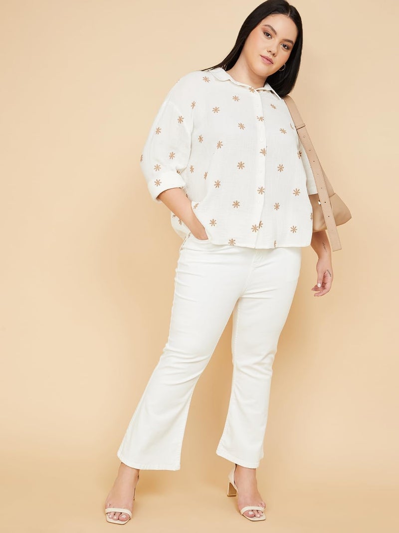 Max Plus Size Women Floral Embroidered Shirt - Image 2