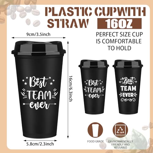 Sliner 12 Pcs Best Team Ever Thank You Gifts Bulk Employee Appreciation 16 oz Reusable Coffee Cups with Lids Employee Motivation Gifts for Teacher Nurses Staff Coworkers - Image 3