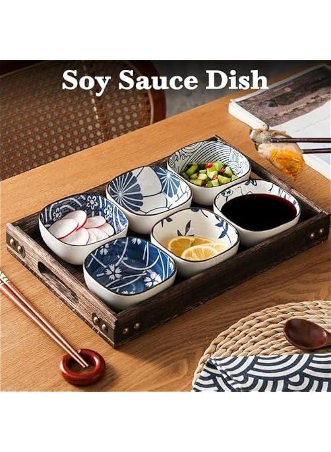 بيوينتي اطباق صلصة سيراميك من يوكسيزي، مجموعة اوعية غمس صلصة الصويا مكونة من 6 قطع، اطباق مقبلات جانبية، اطباق توابل يابانية صغيرة، اوعية غمس للسوشي والصلصة والوجبات الخفيفة والصويا (6 قطع) - Image 5