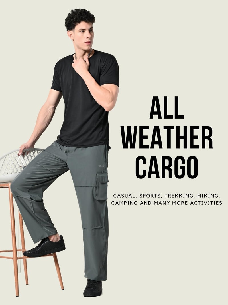 FITINC Stylish NS Lycra Cargo Pants for Men & Boys | All Weather Dry-Fit Track Pants for Man with Utility & Zip Pockets | Lightweight Cargo Lower for Man for Casual Wear – Grey, XX-Large - Image 5