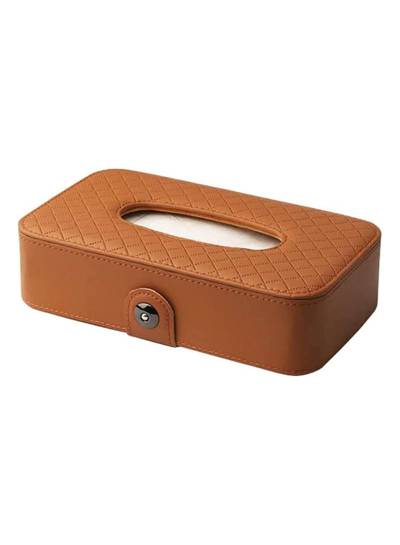 general Car Tissue Holder Sun Visor Tissue Holder, Car Sun Visor Napkin Holder, Hanging Clip, Tissue Holder Dispenser, Napkin Tray PU Leather Rear Seat Tissue Box Truck Brown  - Image 1