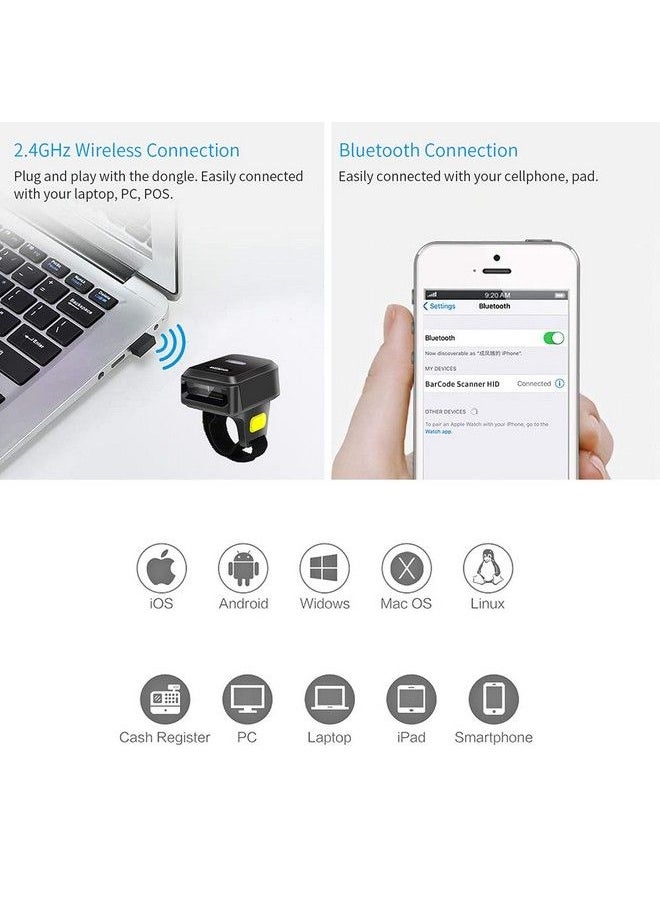 symcode 2D Bluetooth Ring Barcode Scannersymcode Wearable Wireless Finger Mini Bar Code Reader Scanner  - Image 4