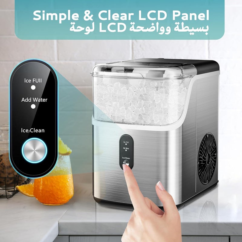 EUHOMY Countertop Nugget Ice Maker, Ice in 7-10 Minutes, 15.9kg/Day, Portable Self-Cleaning Sonic Ice Machine with Chewable Ice Scoop and Basket, Ice Machine for Home/Kitchen/Party/Office - Image 5