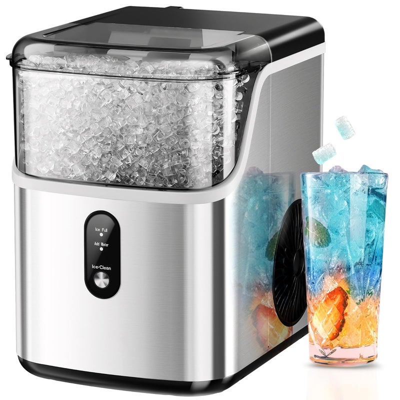EUHOMY Countertop Nugget Ice Maker, Ice in 7-10 Minutes, 15.9kg/Day, Portable Self-Cleaning Sonic Ice Machine with Chewable Ice Scoop and Basket, Ice Machine for Home/Kitchen/Party/Office - Image 1