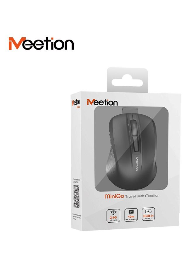 MEETION MiniGo Small Travel 2.4Ghz Cordless Silent Computer Cute Mini Rechargeable Laptop Wireless Mouse 8CM black color - Image 4