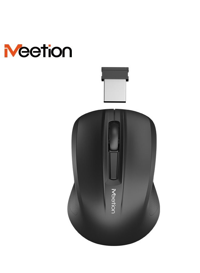 MEETION MiniGo Small Travel 2.4Ghz Cordless Silent Computer Cute Mini Rechargeable Laptop Wireless Mouse 8CM black color - Image 1