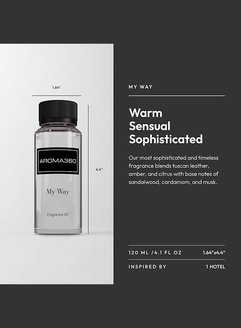 AROMA360 My Way Fragrance Oil Blend - Hotel Inspired for Luxury Essential Oil Diffusers - Aromatherapy Scent Diffuser Oil - Leather, Sandalwood, and Amber - Image 3