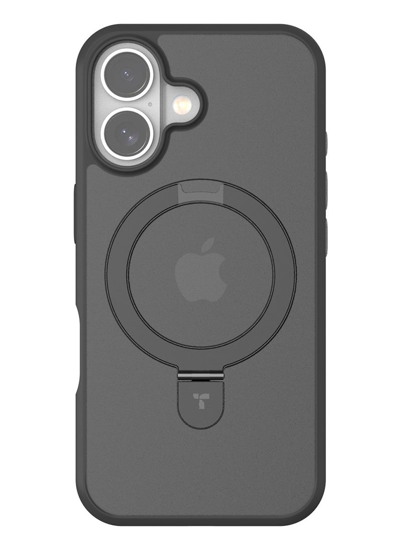 TORRAS - Magnetic for iPhone 16 Case with Stand, Built-in Stand Compatible with MagSafe, 3X Mil-Grade Protection, Translucent Slim Phone Case for iPhone 16 6.1'', Matte Black - Image 1