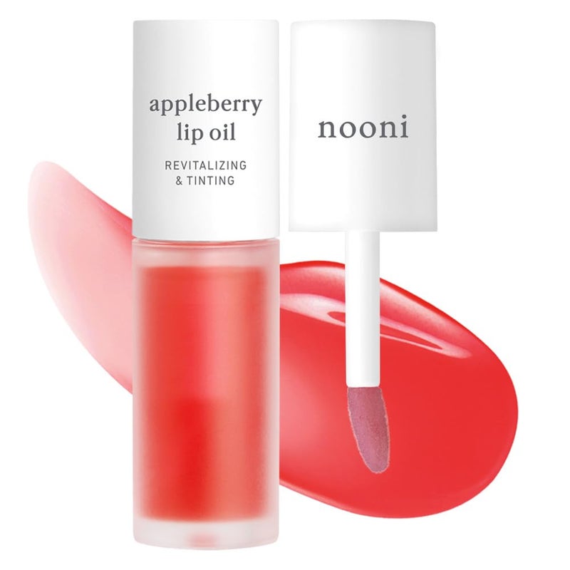 NOONI Korean Hydrating Lip Oil  Appleberry  LongLasting Moisturizing Plumping Revitalizing for Dry Lips Waterproof No Peel Off Hydrating Nourishing Crystal Clear 012 FL Oz