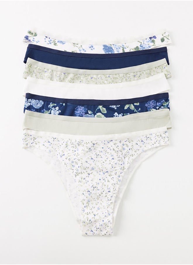women'secret Pack Of 7 Plain And Printed Cotton Brazilian Panties  - Image 5