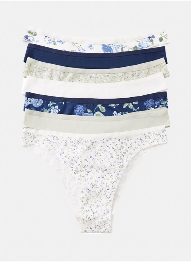 women'secret Pack Of 7 Plain And Printed Cotton Brazilian Panties  - Image 1