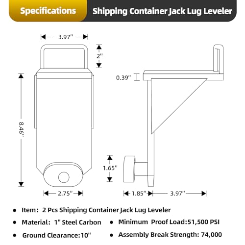 TOBUMO 2Pack Shipping Container Jack Lug Leveler for Shipping Container Accessories Attachment for Booster Lifter - Image 2