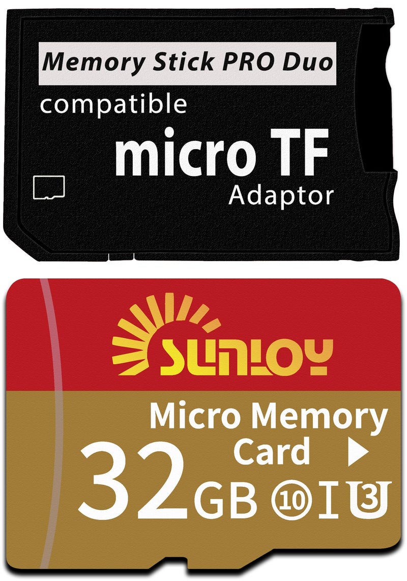 Sunloy PSP Memory Stick Adapter with 32GB Micro SD Card, Micro SD/SDHC/SDXC to Memory Stick PRO Duo MagicGate Card Compatible with PlayStation Portable, Camera, Handycam, Cell Phone & PSP 1000/2000/3000 - Image 1