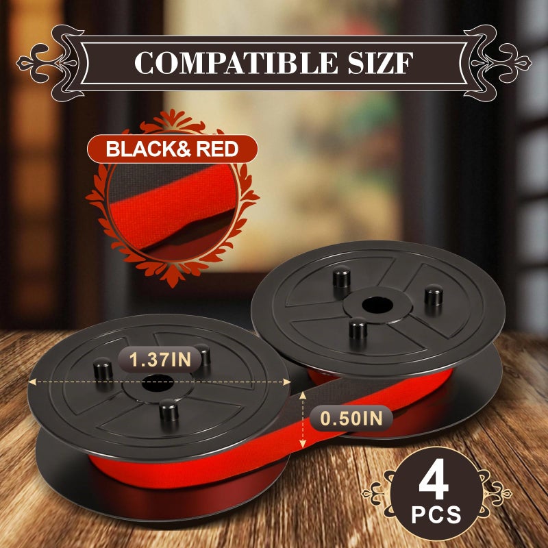 GRORDRUP 4Pack Sharp EL-1197PIII Calculator Ribbonï¼ŒCanon MP11DX Calculator Ink Ribbon Red/Blackï¼Œ, Compatible Sharp EL-2196BL, Casio DR-210R, Suitable for Most Models, Easy to Install, Large Capacity - Image 2