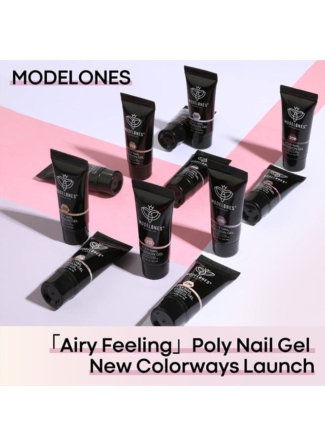 modelones - Poly Extension Gel Kit for Nail, 12 Colors Pink Nude Tones Poly Nail Gel Set Builder Nail Extension Gel Glitter Fall Winter Gentle Colors French Manicure DIY Design Nail Art Home Salon Beaut - Image 1