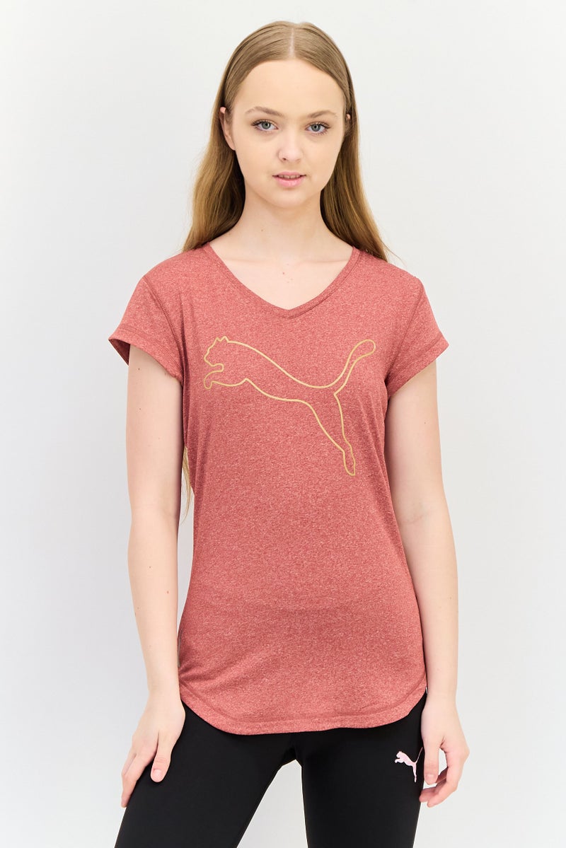 PUMA Women Regular Fit Short Sleeve Running T-Shirt, Heather Red - Image 1