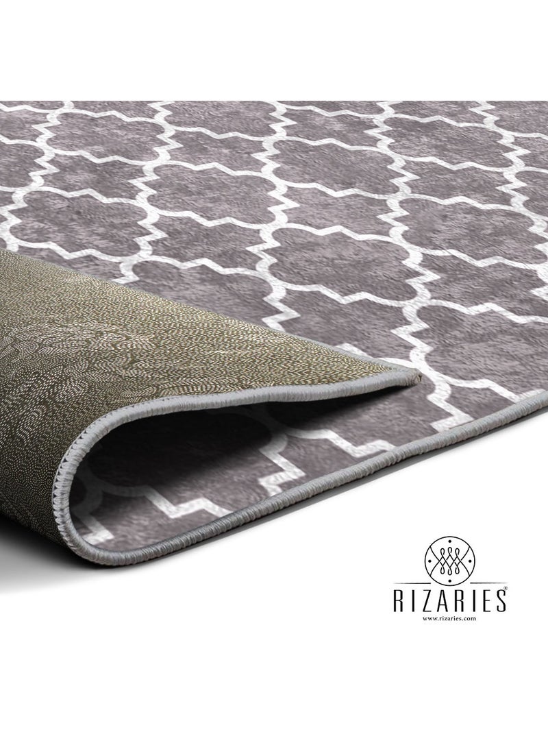 RIZARIES Grey & White Centerpiece Rug, Fabric, Rectangle - Image 5