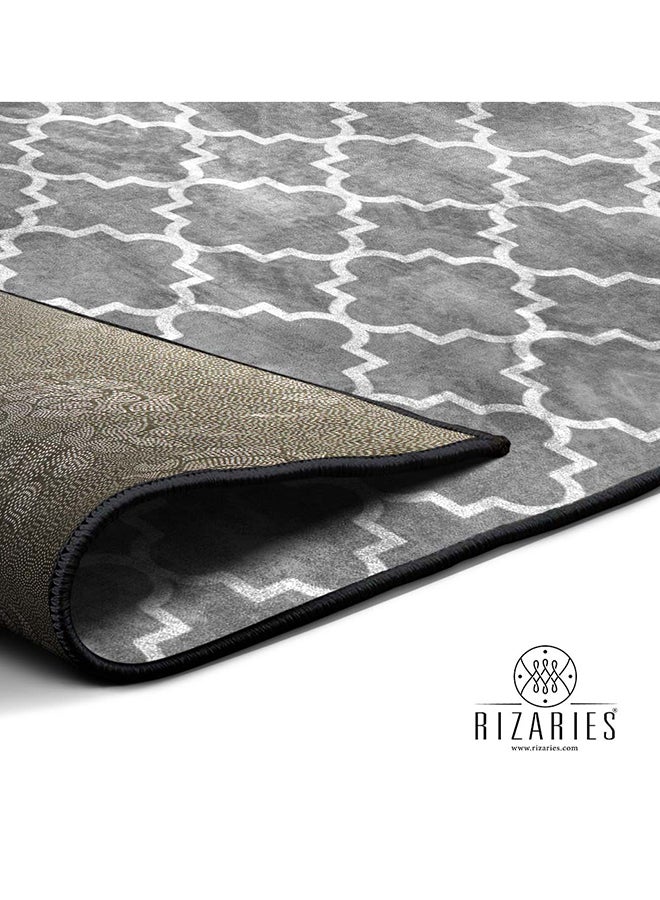 RIZARIES Grey & White Centerpiece Rug, Fabric, Rectangle - Image 3