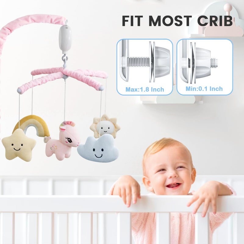 Feisike Crib Mobile for Girls - Baby Mobile for Crib with 35 Lullabies, 3 Modes Digital Musical Boxï¼ˆTurn Only, Music Only, Turn & Music, Pink, Nursery Toys, Nursery Decor, Knob Type - Image 4