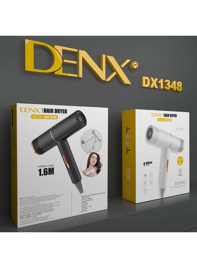 Denx DX1348 Low Noise Fast Drying Hair Dryer, Blow Dryer, Hot and Cold Wind, Professional Salon Hairdressing Tool for Hair Care - Image 1