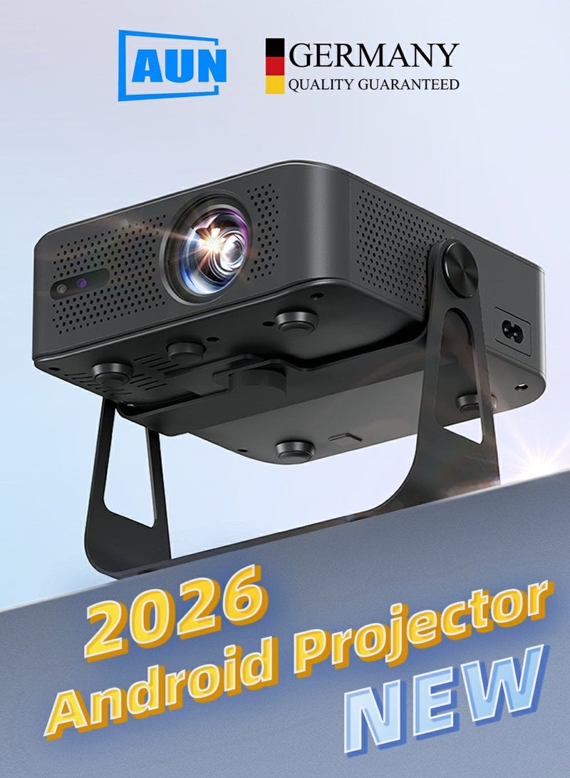 A005 Smart Projector Android 11.0 with Chromecast Built-in 760 ANSI Lumens Native 1080P Support 4K 200° Rotation Auto Focus Bluetooth Speaker All-in-One Home Theater Outdoor Portable for Movies Gaming