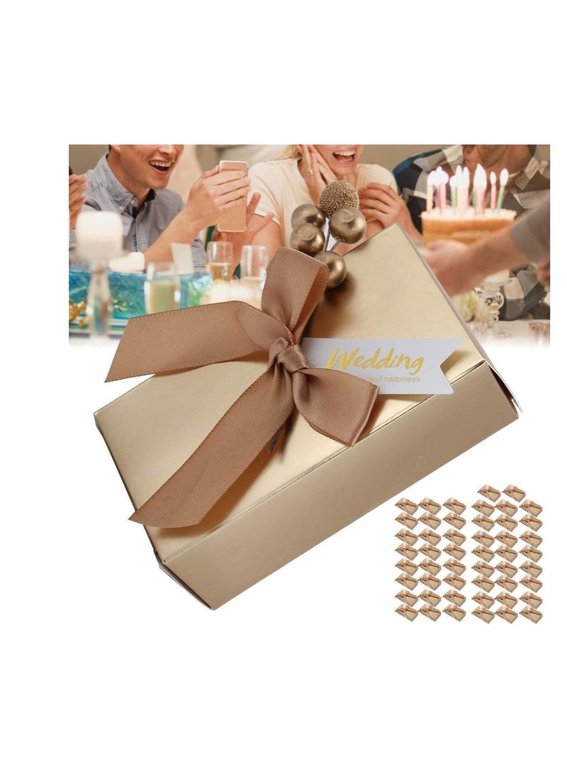 SYOSI 25Pcs Champagne Color Candy Gift Boxes Chic Wedding Favour Boxes With Bowknot For Wedding Party Baby Shower Favor Graduation Gift Festival GiftGold - Image 5