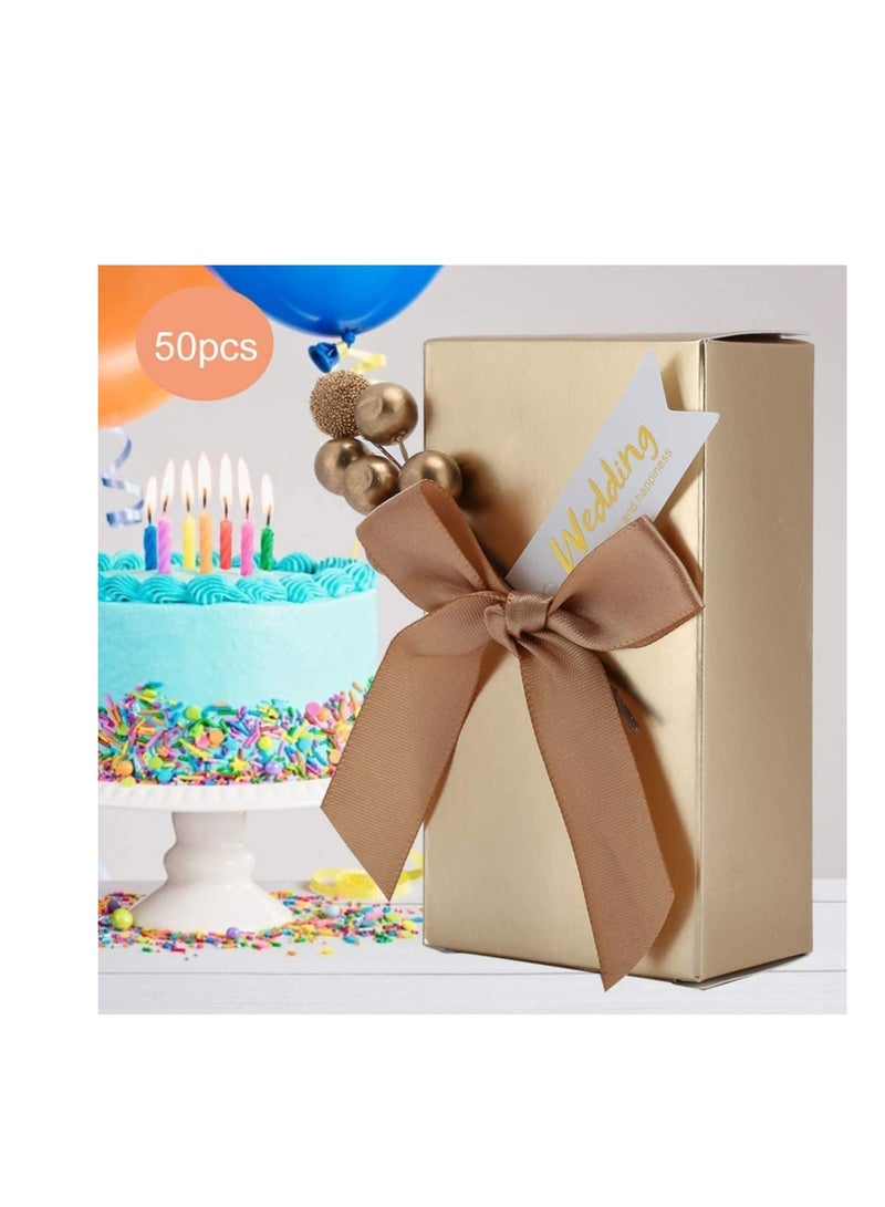 SYOSI 25Pcs Champagne Color Candy Gift Boxes Chic Wedding Favour Boxes With Bowknot For Wedding Party Baby Shower Favor Graduation Gift Festival GiftGold - Image 3